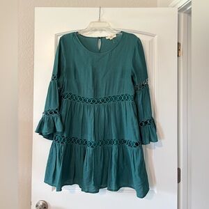 ENTRO Teal Tiered Babydoll/ Boho style Dress sz Medium